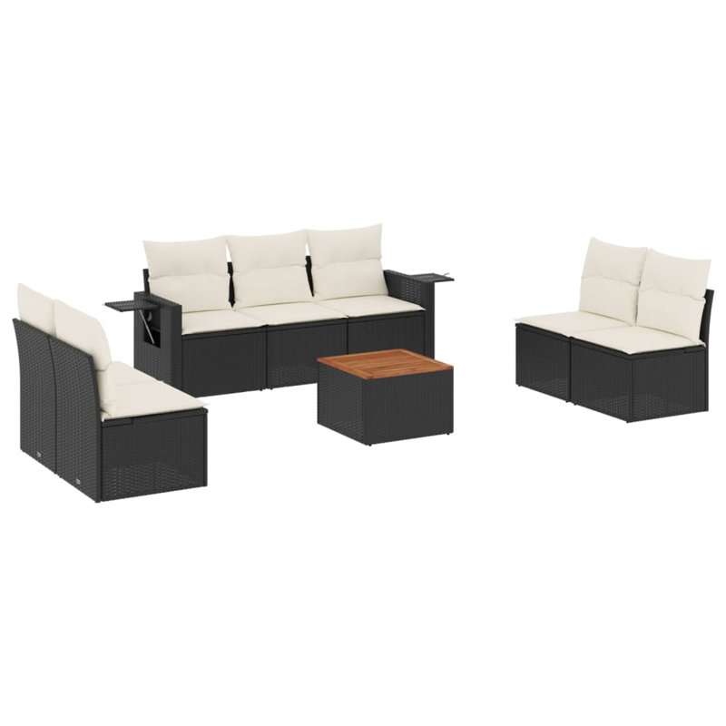 Ensemble de canapé modulaire en rotin PE noir 8 pièces Vidaxl