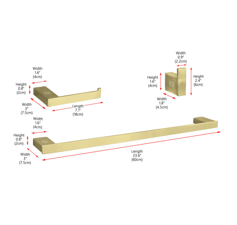 Brushed Gold Stainless Steel Bathroom Hardware Set
