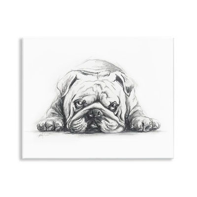  «Bulldog Puppy Naptime», art mural sur bois par Lindsay Kivi