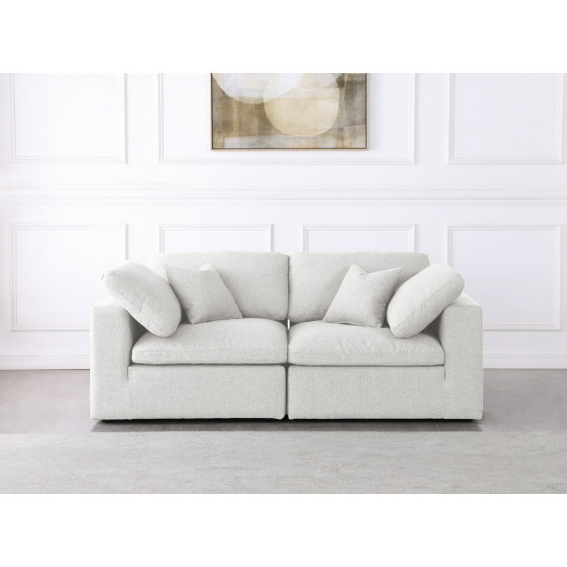 Amillya Upholstered Loveseat, Cream Linen Textured Fabric