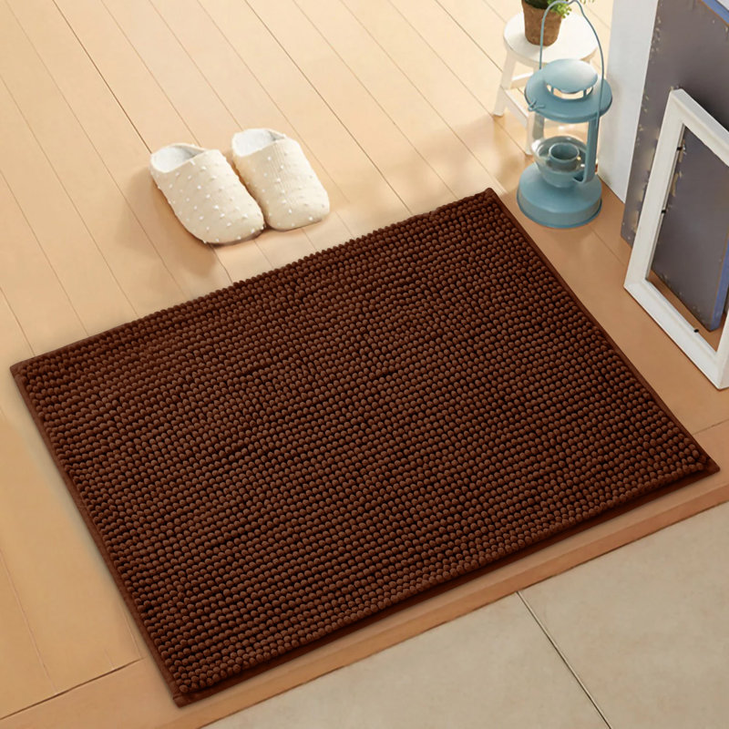 Aspire Homeware Ultra-Soft Chenille Bathroom Rug Mat with Non-Slip Backing, Brown, Reactangle (40cm W x 60cm L)