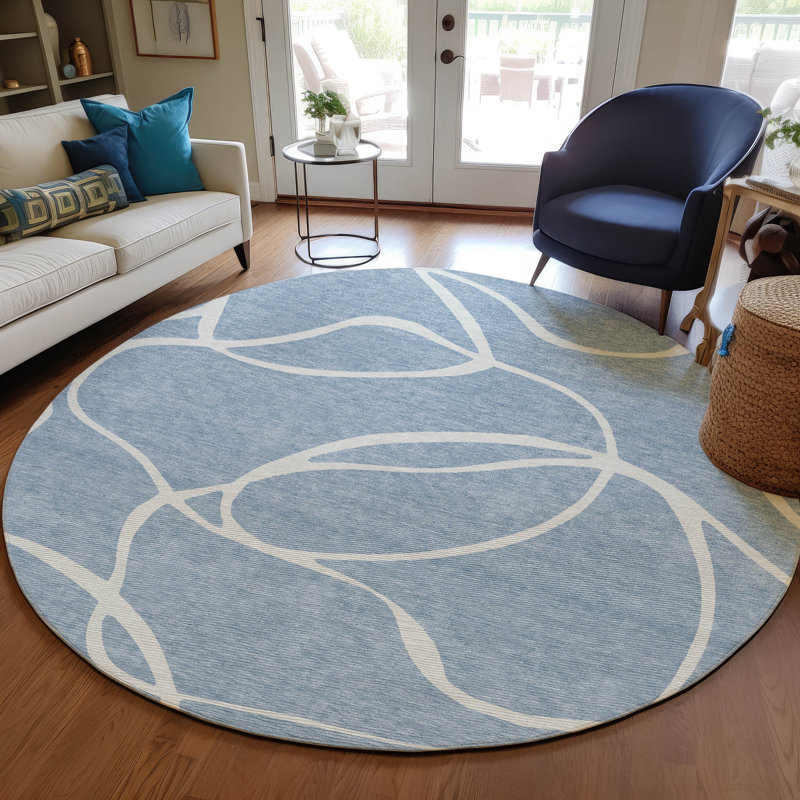 Machine Washable Indoor/Outdoor Chayden ACN999 Rug, Round 8'