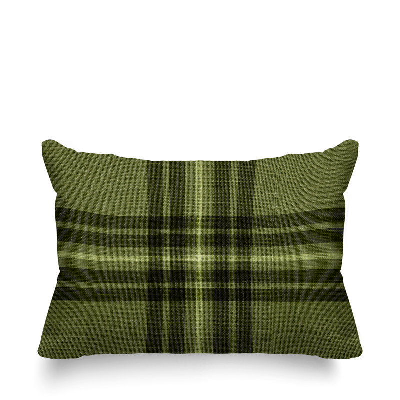 Brady Plaid Cottage Indoor/Outdoor Pillow, Green