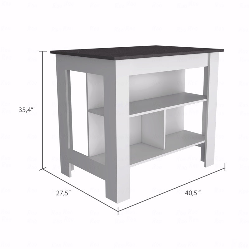 Kitchen Island, Four Legs, Three Shelves