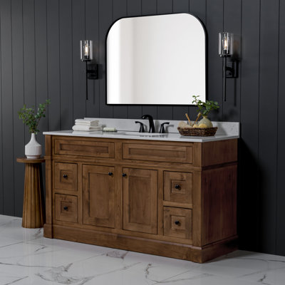 Rhaelen 61" Single Sink Bathroom Vanity with Mineral White Quartz Top
