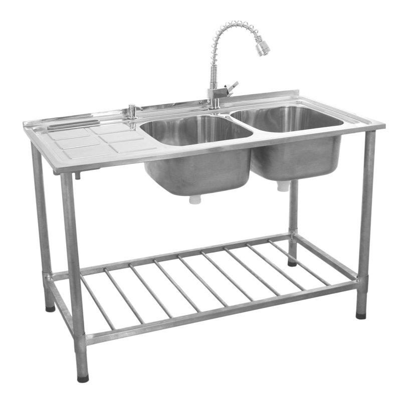 Belfry Kitchen Penelope 60mm W Double Bowl Stainless Steel Drop-In Kitchen Sink with 1 Faucet Hole