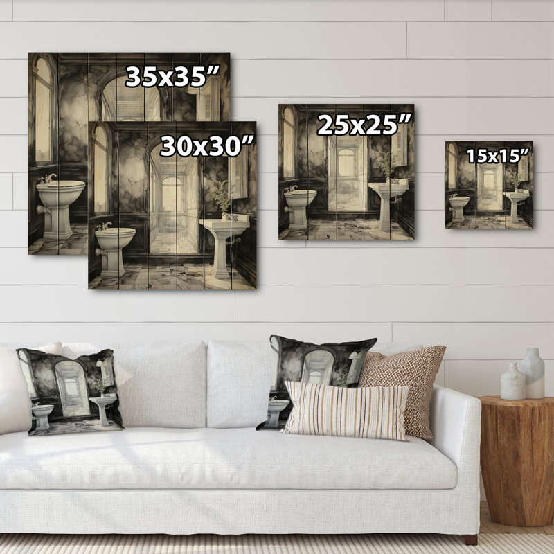 Toilette monochrome moderne Jahliah I sur bois, H 15 po x l 15 po x P 0,78 po