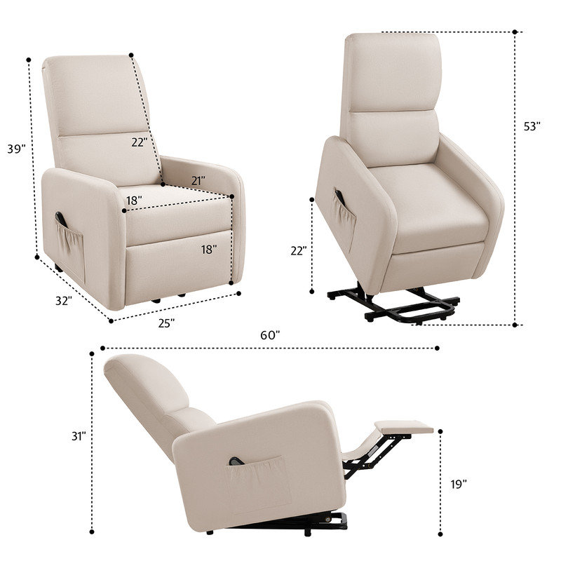 Fauteuil inclinable Power Lift, Lin beige