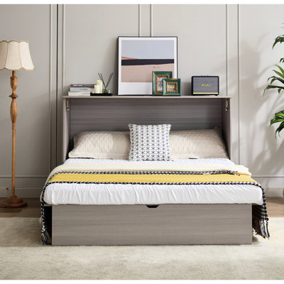 Lit pliant Space, gris, avec bac de rangement et grand adaptateur de rangement pratique, prise de matelas
