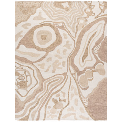 Ebony 779 Hand Tufted Wool/Cotton Abstract Rug in Beige/Ivory