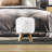 Johnjames 11" Wide Ottoman - Round Footrest, Vanity Chair, or Accent Stool with Faux Fur Fabric and Wood Legs for Bedroom, Dorm, or Apartment