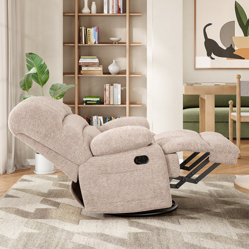 Heald 40.94"W Upholstered Swivel Rocker Recliner