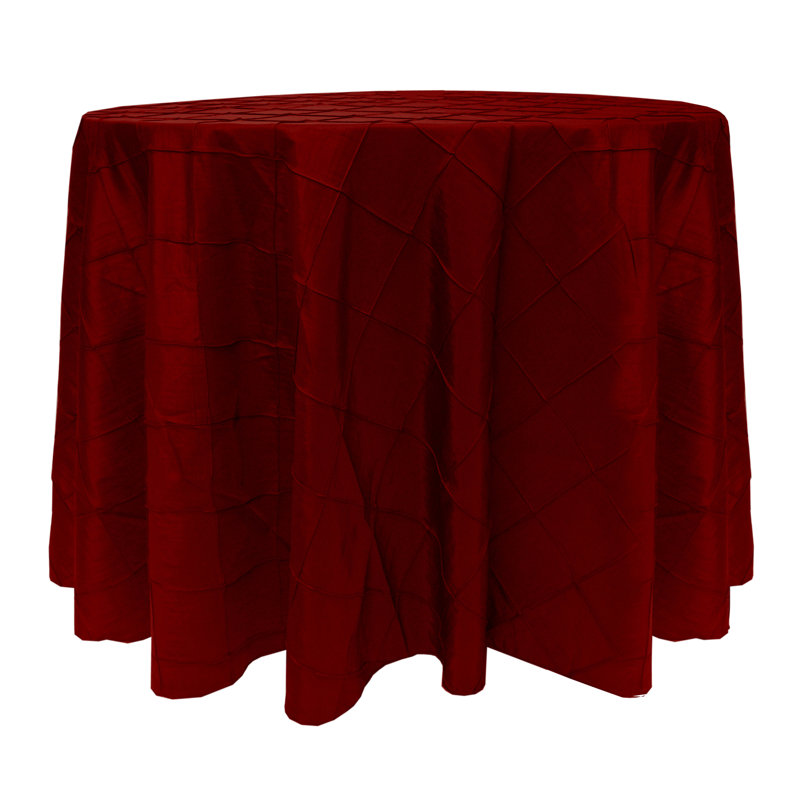 Ultimate Textile Embroidered Pintuck Taffeta Tablecloth Garnet / Burgundy, 96" Round, 1