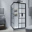 Cyrus 36" W x 36" D x 72" H Framed Double Sliding Square Shower Enclosure in Black Grid with Tempered Glass and Protective Coat