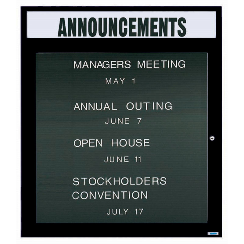 AARCO No Vinyl Metal Letter Board, Powder Coated Black, One, 36" H x 24" W