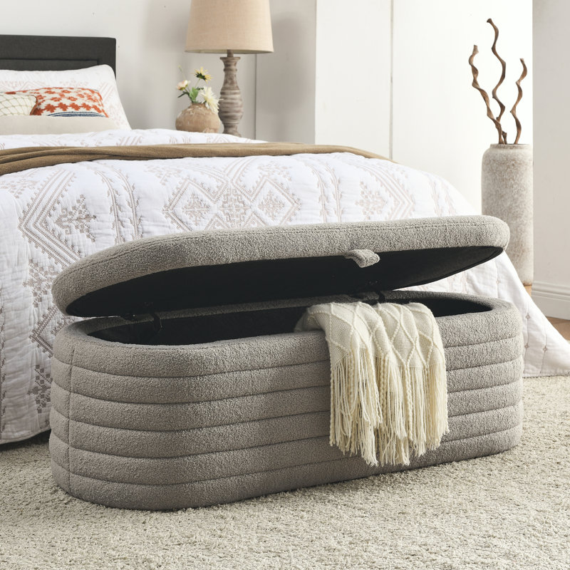 Repose-pieds rembourré avec rangement 45,5 "Marciniak, Gris