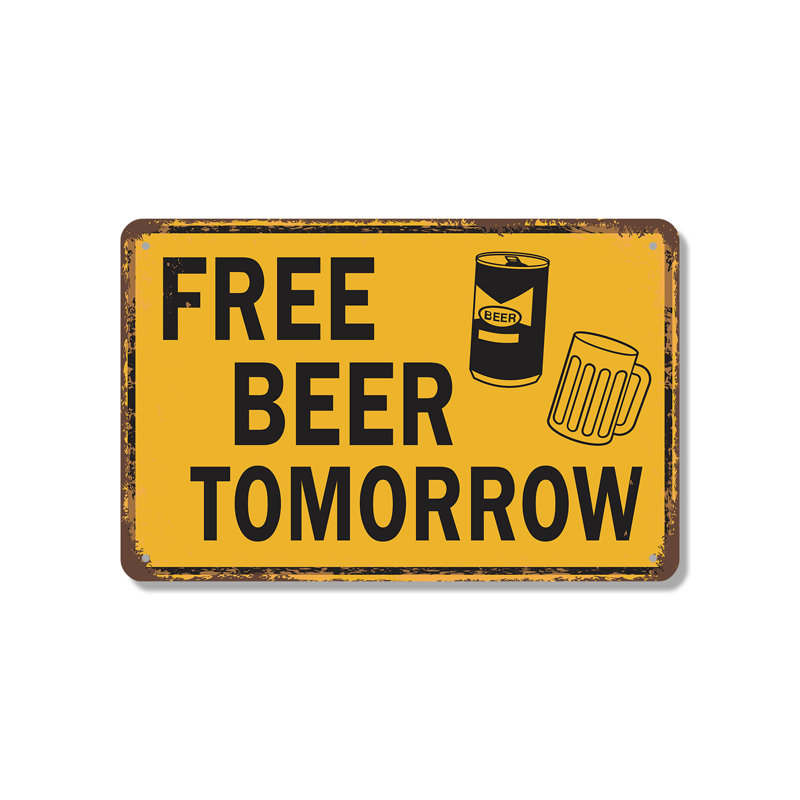 Enseigne en aluminium Free Beer Demain 7 po x 10 po
