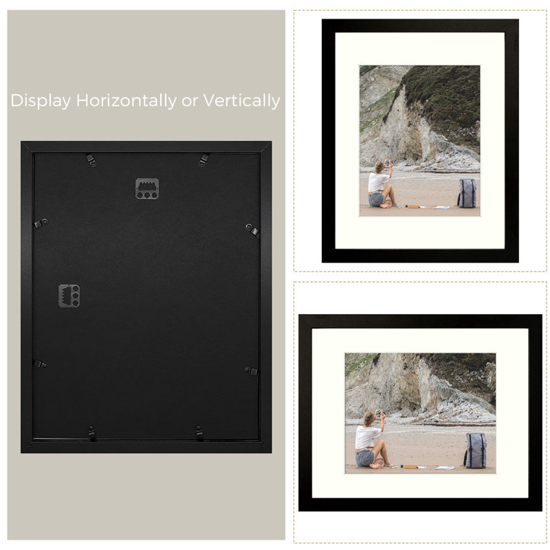 Dreketi Picture Frame Set Gallery Wall with Plexiglass, Black, 11" x 14" Matted to 8" x 10"