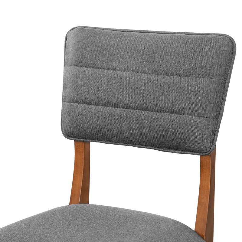 Ensemble de 4 chaises de salle à manger rembourrées ergonomiques de style Mid-Century moderne avec structure en bois d'hévéa robuste, chaises de cuisine antidérapantes pour salle à manger, cuisine, café, gris et brun
