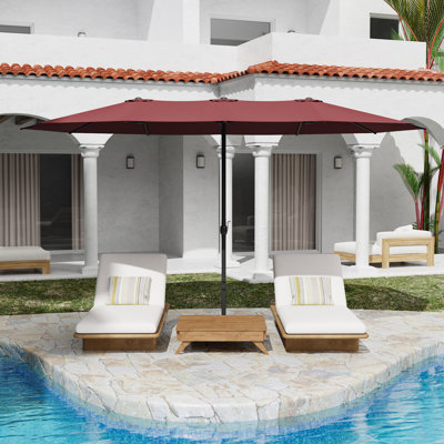 15 Ft X 9 Ft Rectangular Market Umbrella With Base