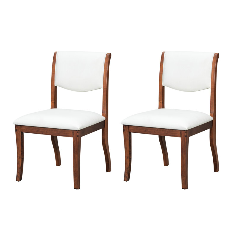 Chaises de salle à manger en bois massif massif avec finition noyer - 2 côtés en tissu élégant traditionnel avec des lignes incurvées, des sièges rembourrés épais et un cadre ergonomique pour la décoration intérieure, un vestibule