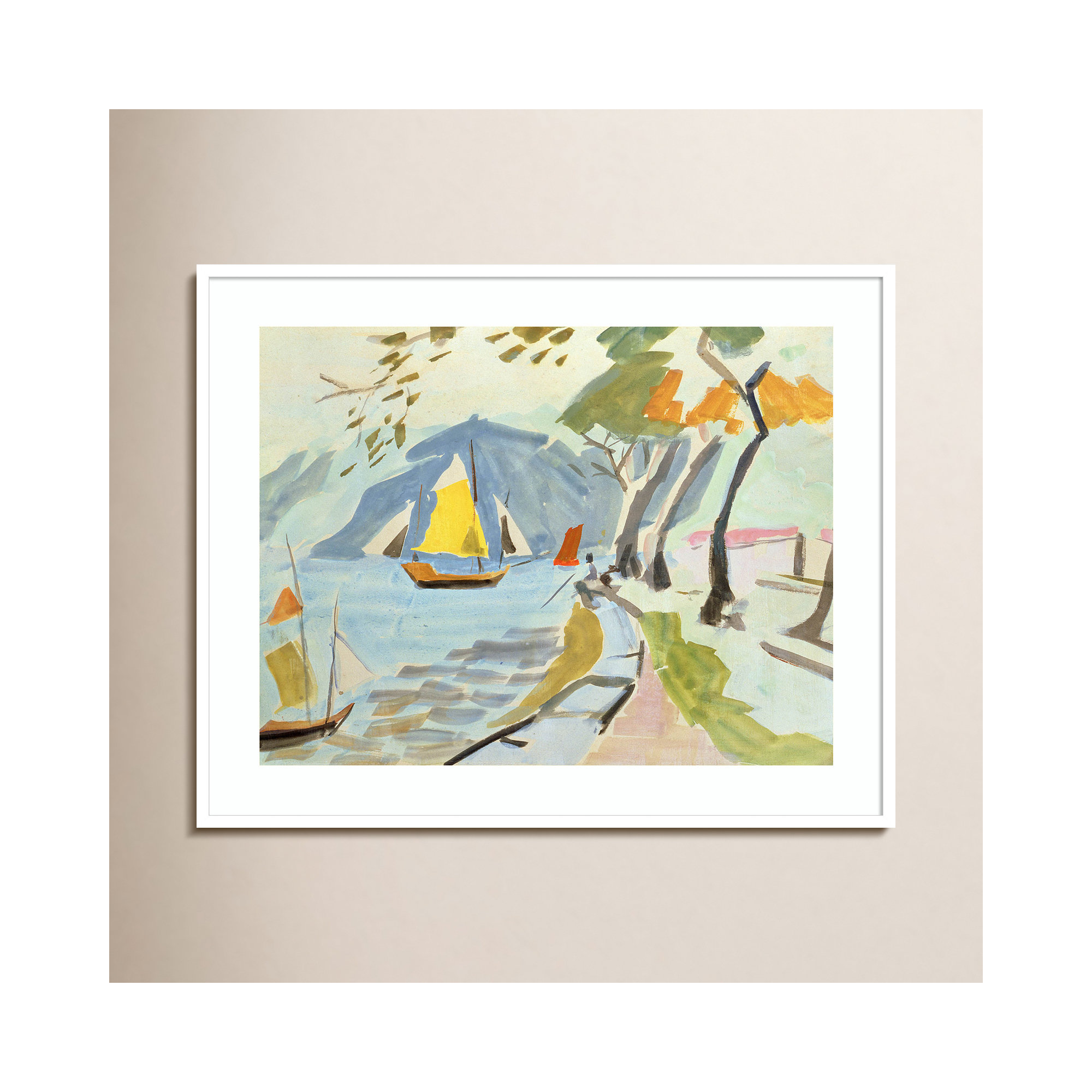 Macau Shoreline Framed On Paper by Anne Durham Print, 33" H x 41" W x 1" D, White