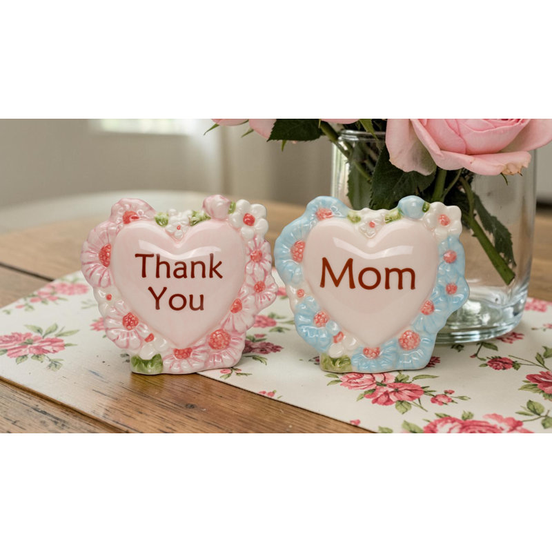 «Thank You Mom» sel et poivre - cœur floral