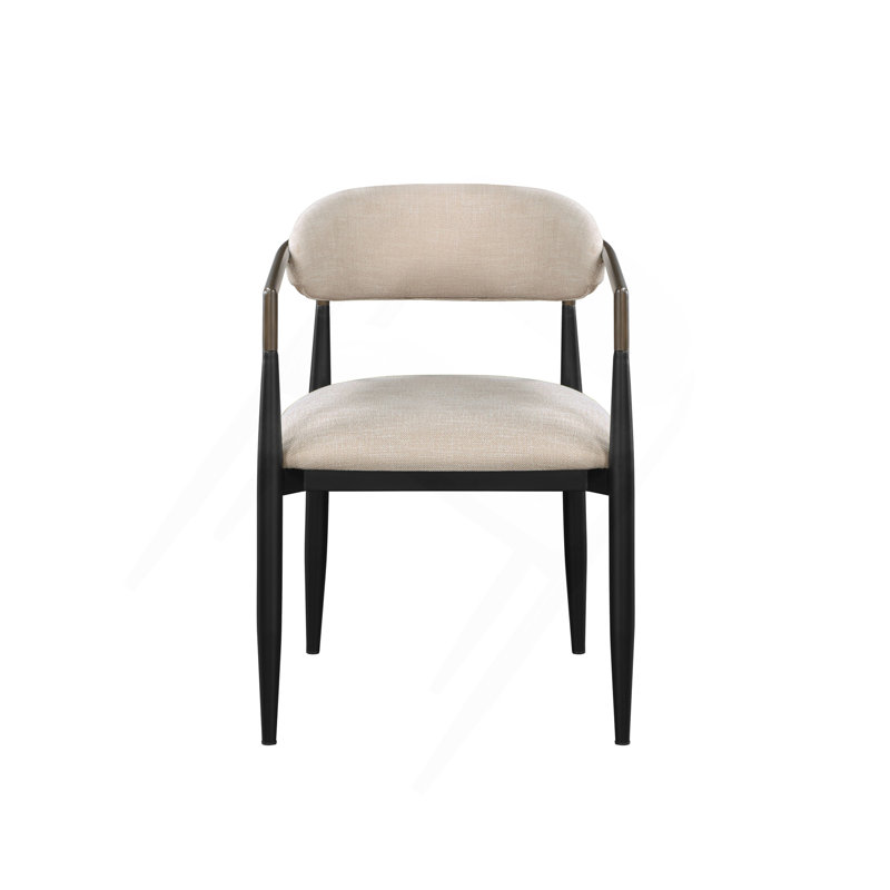 Fauteuil à dossier ouvert beige et noir (ensemble de 2), Beige
