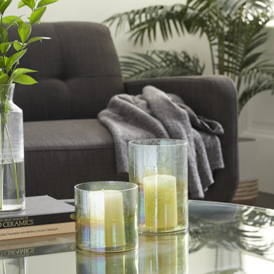 Ensemble de 2 vases côtiers en verre vert, 5,25 po, 7,5 po