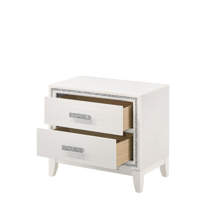 Table de chevet 2 tiroirs Saryiah, Blanc