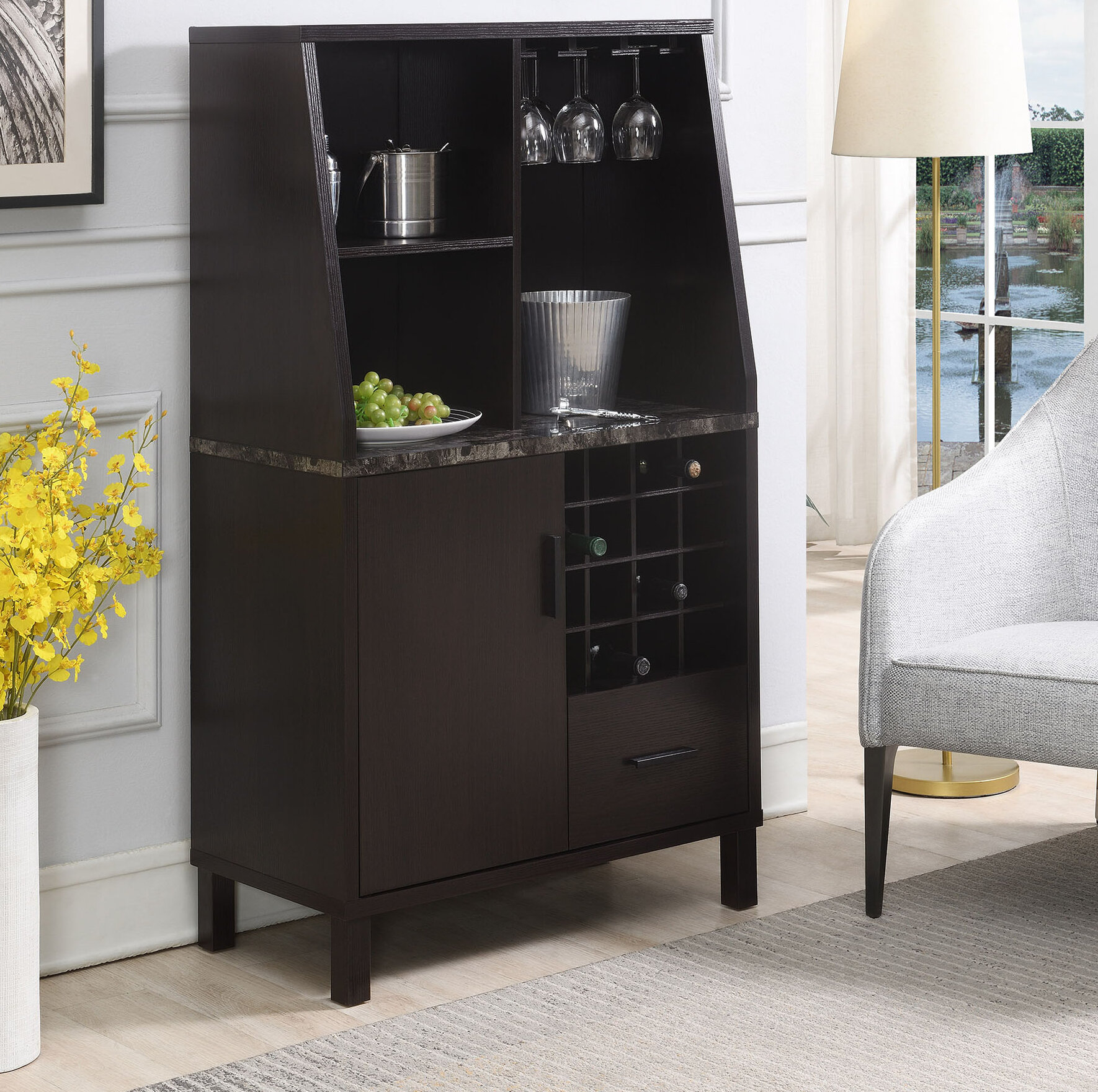 Winston Porter Carbrey Bar with Wine Storage & Reviews | Wayfair