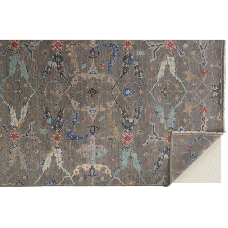 Tapis traditionnel floral et botanique Electra, Rouge, Rectangle 9 pi 6 po x 13 pi 6 po