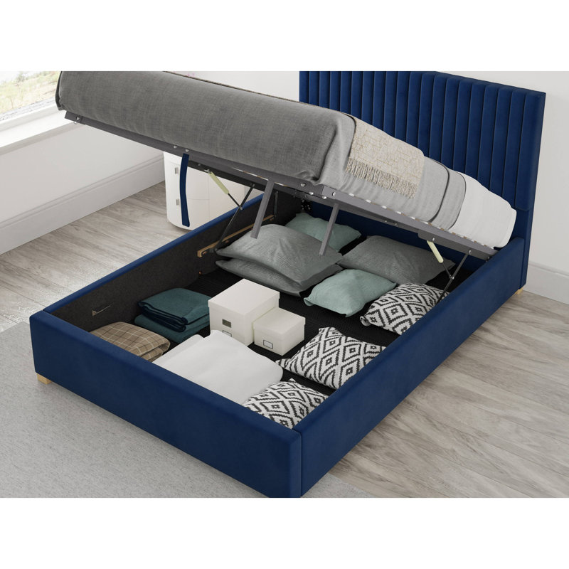Chevy Upholstered Ottoman Storage Bed, Super King (6'), Navy
