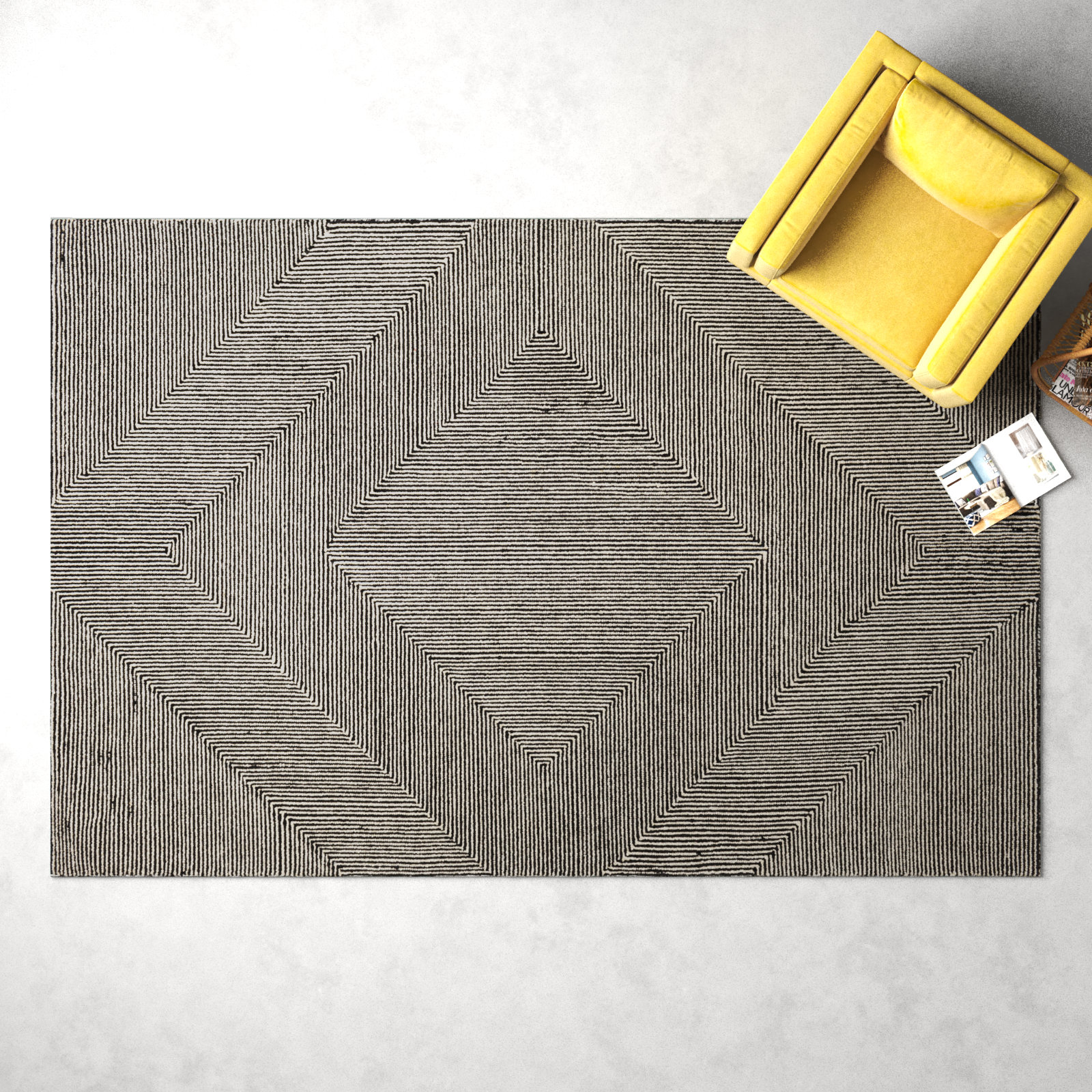 Peeta Hand-Tufted Geometric Rug, Rectangle 8'10" x 12'