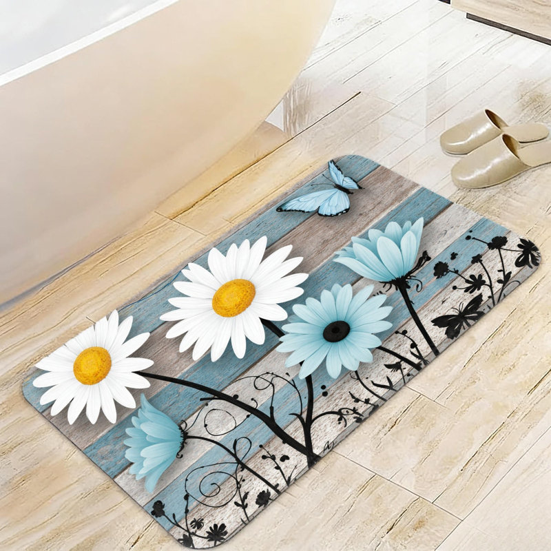 Tapis blanc pour salle de bain 20 x 32 po Daisy