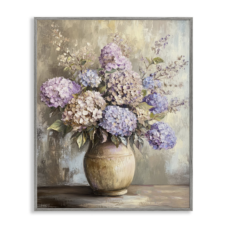 «Hydrangea mauve mauve», art de la giclée encadrée par Petal Prints Design, Gris, H 14 po x l 11 po