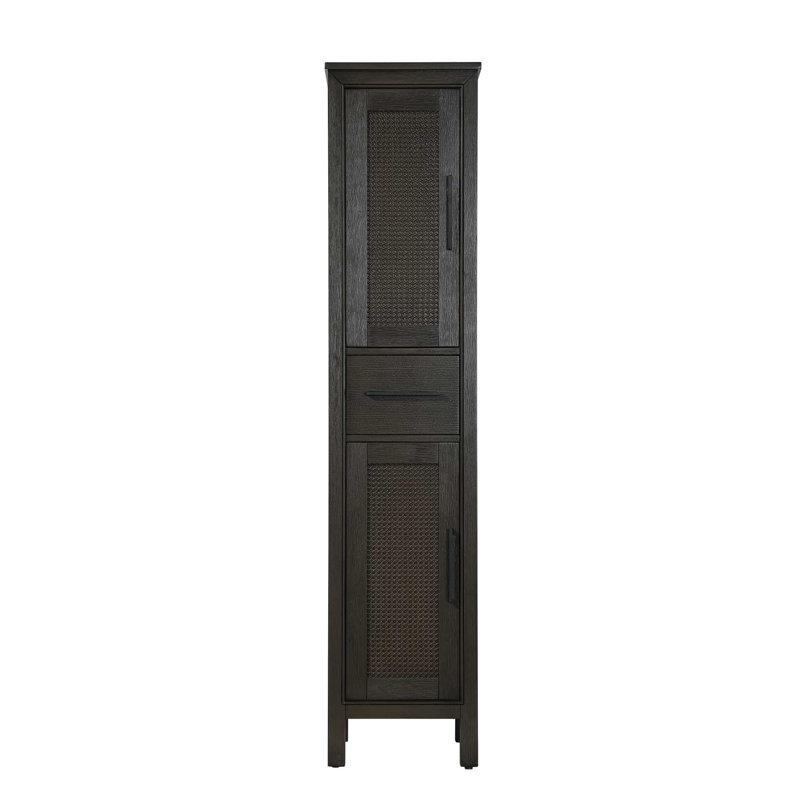 16 Inch Bath Storage Cabinet in Chocolate Oak, Chocolate Oak, 72" H x 16" W x 72" D