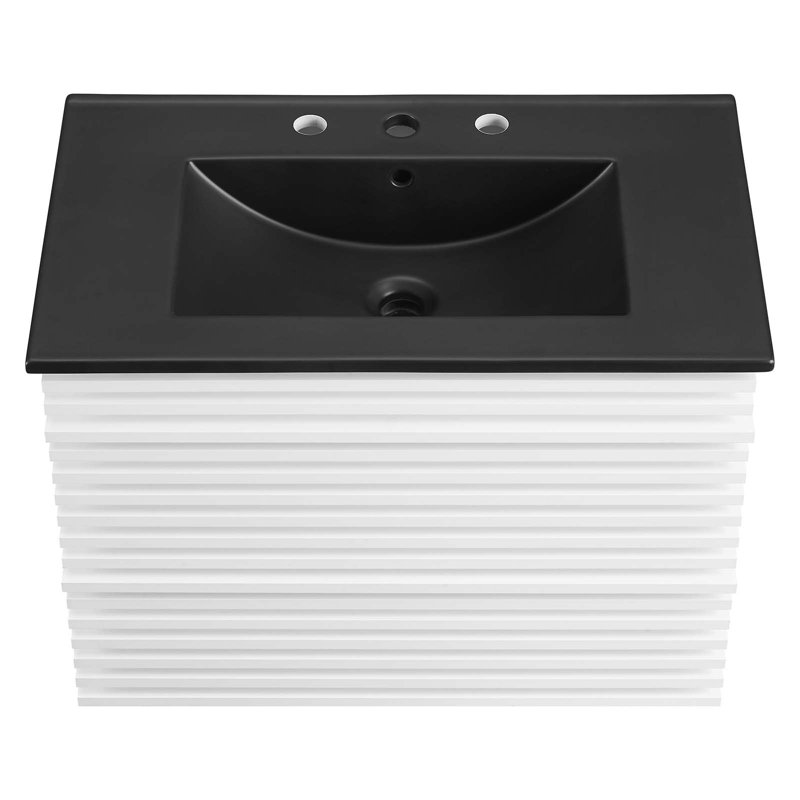 Crawley 30" Wall-Mount Bathroom Vanity, Black, White/Black