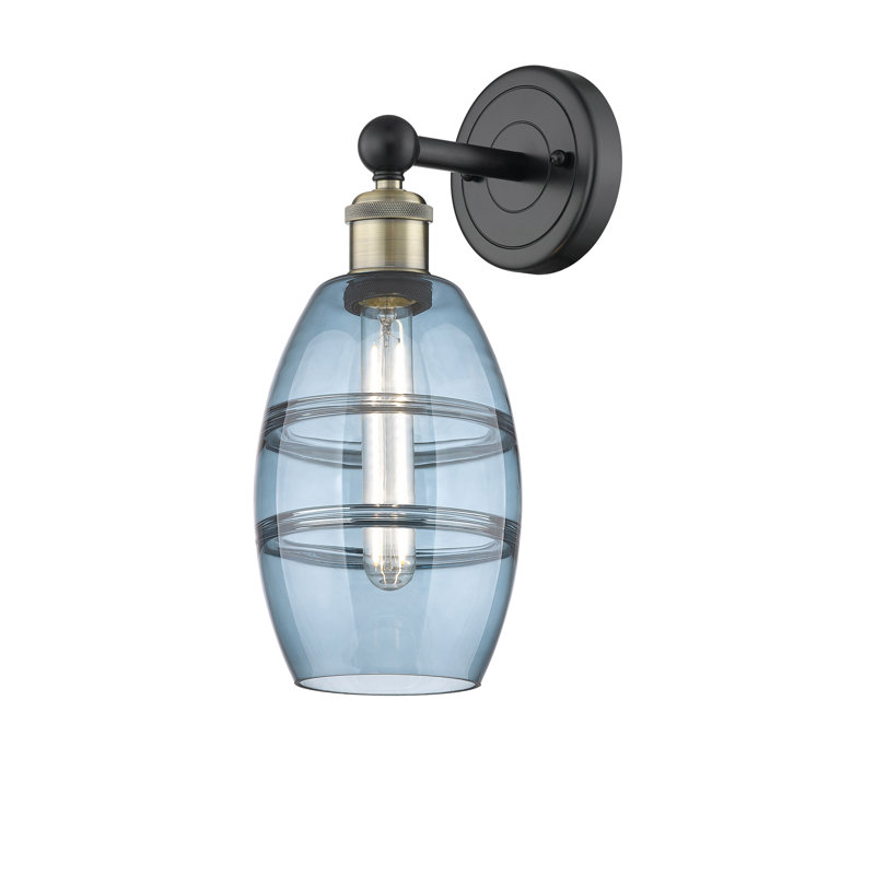 Bettylou Steel Armed Sconce, 10.38" H x 5.88" W x 7.44" D, Black Antique Brass, Princess Blue