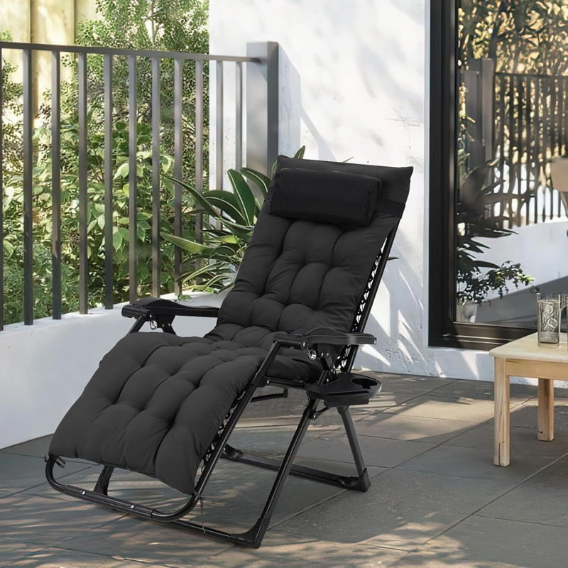 Chaise de camping à gravité zéro avec capacité de poids de 440 lb, Noir, noir, noir, noir