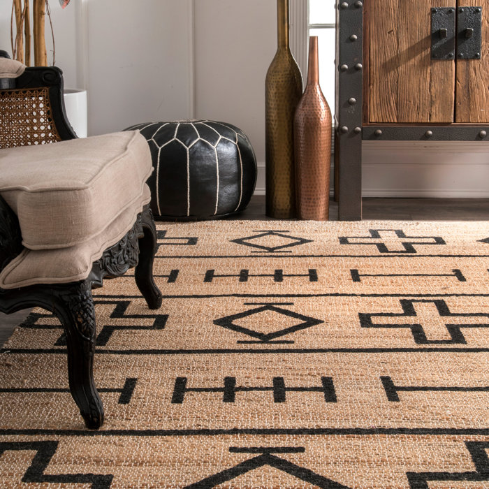 Union Rustic Aliea Handmade Flatweave Natural/Black Rug & Reviews | Wayfair