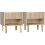 Bedroom Nightstand Set of 2, Side Table with Storage Shelf, Drawer