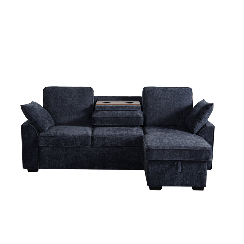 Multi - Functional Sectional Sofa Ensemble Featuring A Removable Cup Holder Tray, Storage - Integrated Chaise And Adjustable Backrests