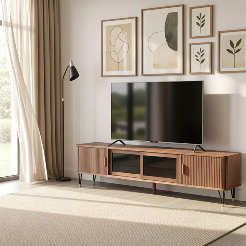 Meuble télé en cerisier, 21.65"H x 82.67"L x 15.74"W