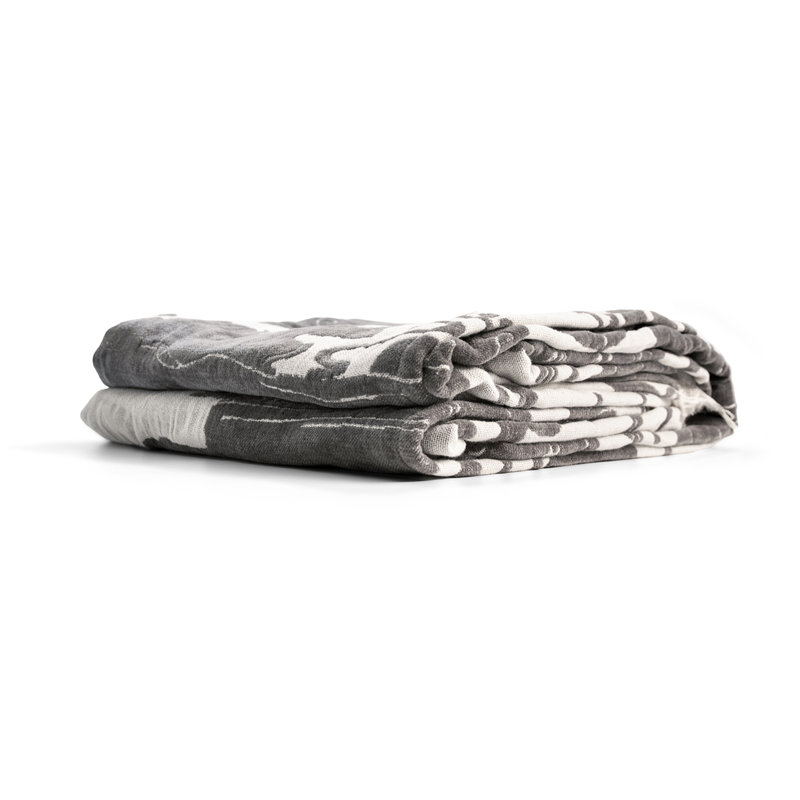 Clouds Hand Woven Throw Blanket, Pewter