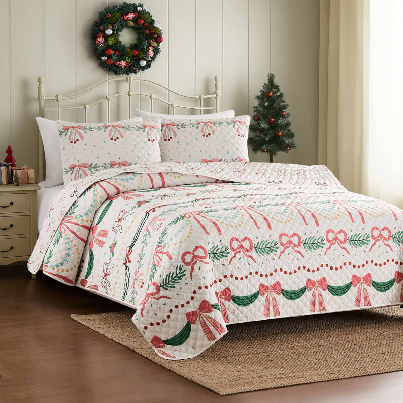 Avanti Linens Bows & Branches Quilt Set, King Quilt + 2 Shams