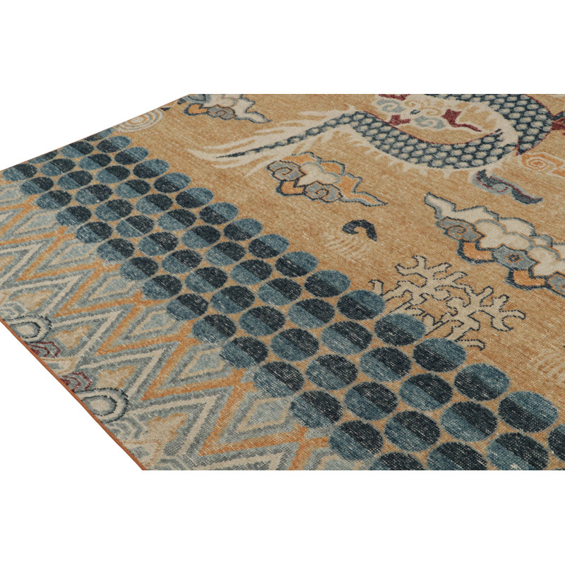 Distressed Homage Hand Knotted Wool Animal Print Area Rug, Rectangle 8' x 10'