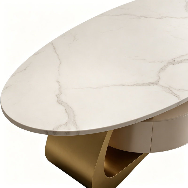 Table basse moderne de luxe italien, H 16,53 po x L 51,18 po x l 27,55 po, Or