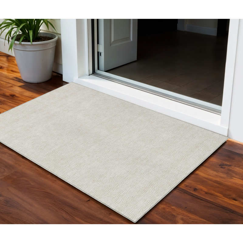Tapis intérieur lavable à motif géométrique beige 3 pi x 5 pi