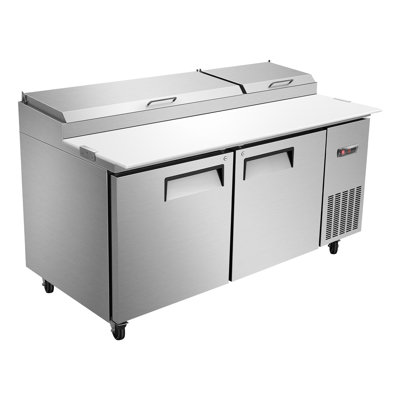 Réfrigérateur commercial de 170 cm de large, 550 litres, table de préparation de pizzas réfrigérée, planche à découper de 48 cm de large, comptoir réfrigéré pour salades, vitrine réfrigérée en acier inoxydable, comprend 9 bacs de 8 cm avec couvercles.